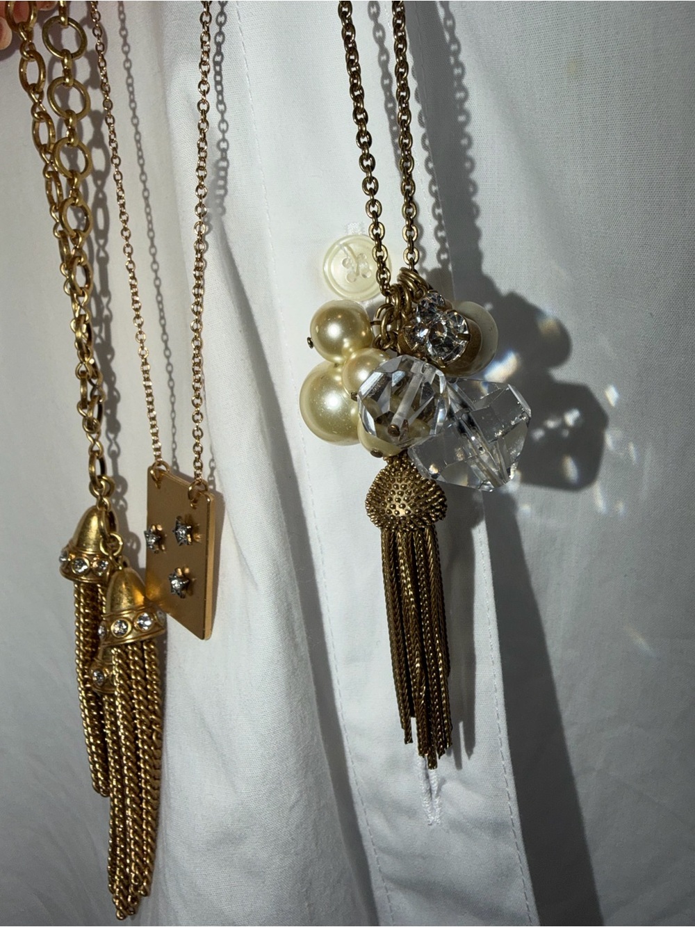 Three Fabulous J. Crew Gold-Tone Pendant Long Necklaces - Picture 11 of 13